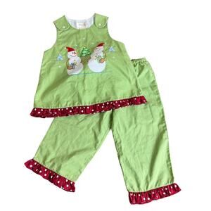 Rosalina Collection Christmas Winter snowman ruffles Warm Weather outfit size 2T